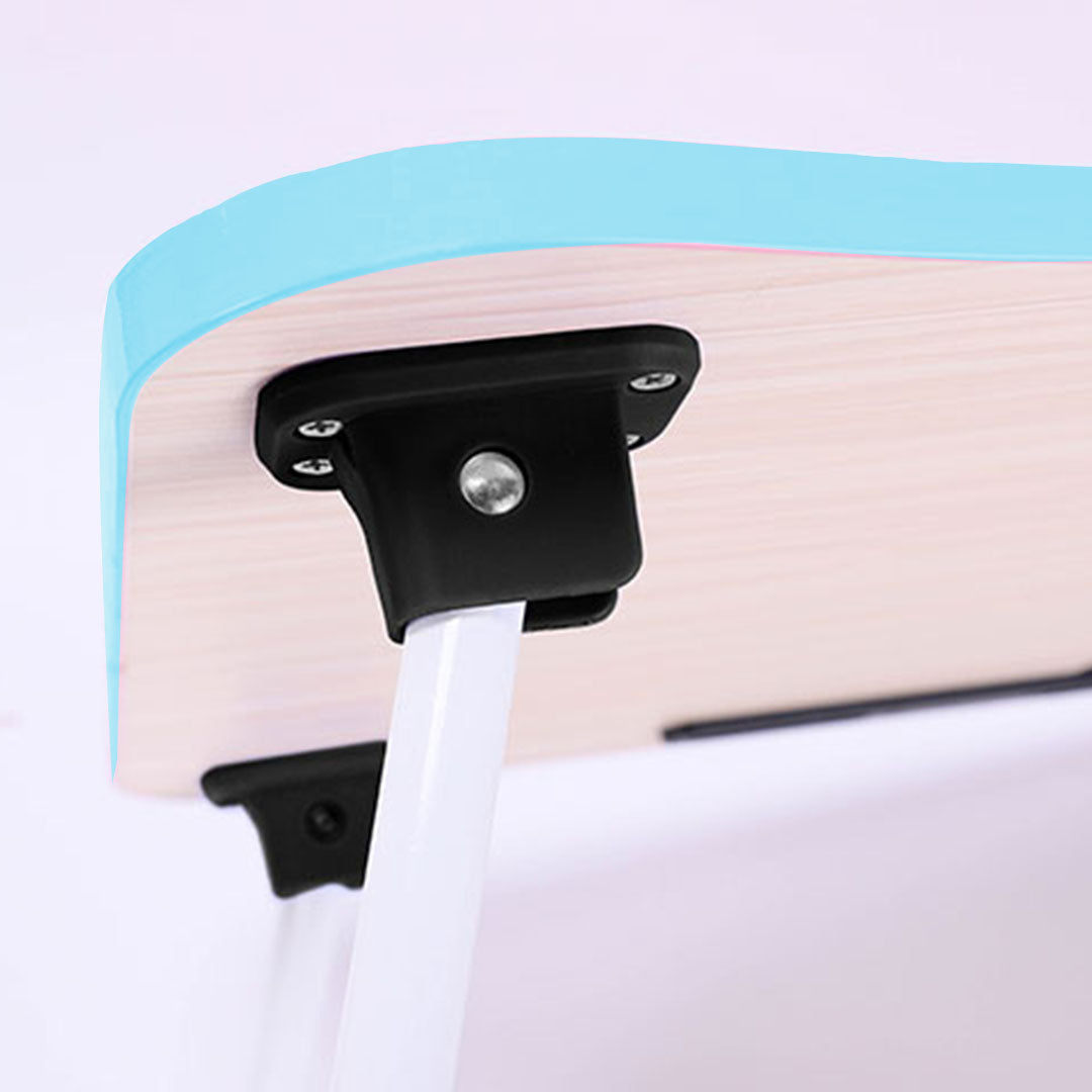 NNEAGS Blue Portable Bed Table Adjustable Foldable Bed Sofa Study Table Laptop Mini Desk with Notebook Stand Cup Slot Home Decor