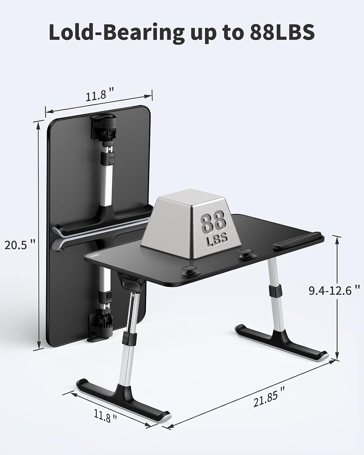 Laptop Desk for Bed,  Height & Angle Adjustable Laptop Stand for Bed, Lap Desk Bed Tray Table, Light Weight Foldable Portable Laptop Table for Couch Sofa Chair Floor Desk for Adults, Kids (Black)-4