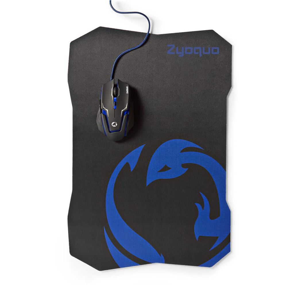 Mouse gaming + mouse pad, Nedis, Negru/Albastru (GMMP200BK)