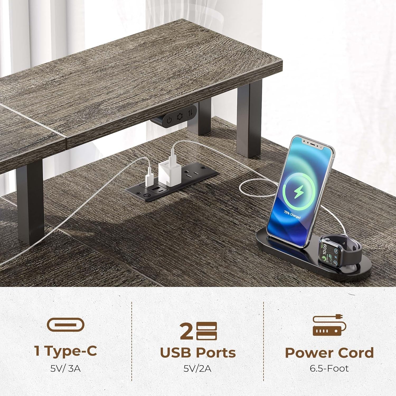 L Shaped Home Office Desk with Storage and LED Lights-4
