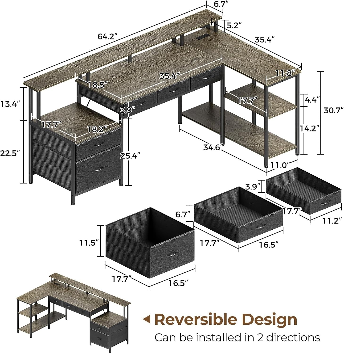 L Shaped Home Office Desk with Storage and LED Lights-2