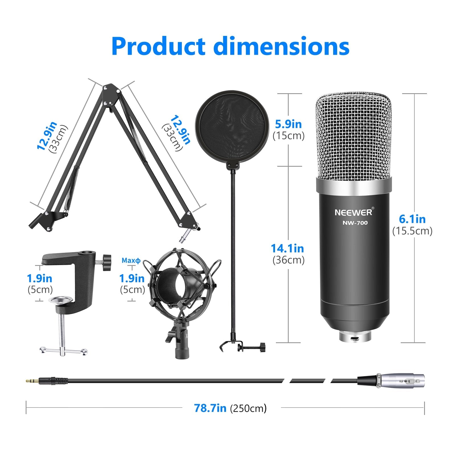 NW-700 Studio Condenser Microphone Kit for PC Karaoke Youtube Professional Recording Broadcast Mikrofon with Stand