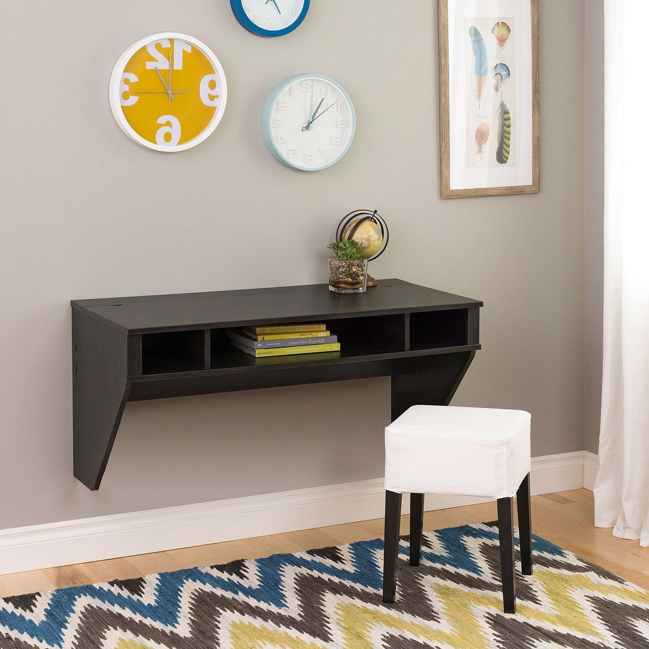 Contemporary Space Saver Floating Style Laptop Desk in Black
